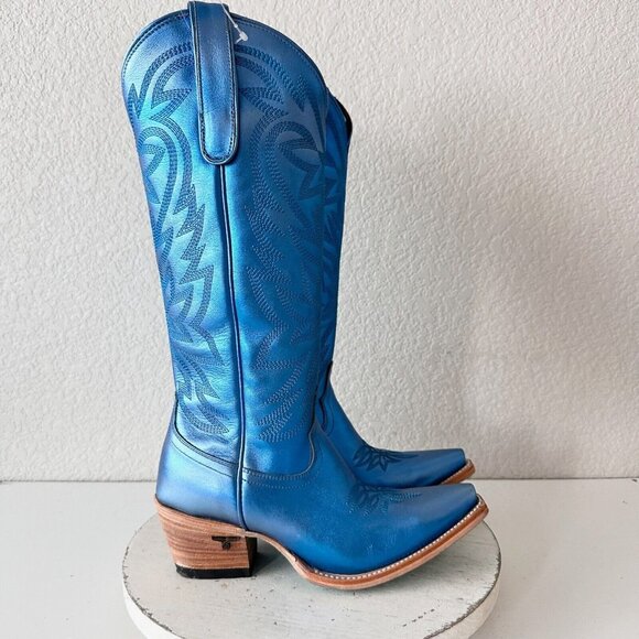 Blue Heeled Boots - Picture 2 of 15